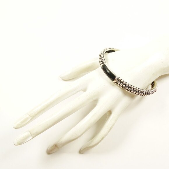 LAGOS Sterling Silver Black Fadeted Onyx Stations Bangle Bracelet - Picture 6 of 7